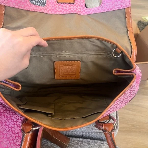 Coach Rare Pink and Brown Signature Ashley Flap Hampton Soho Shoulder Bag - Picture 6 of 8